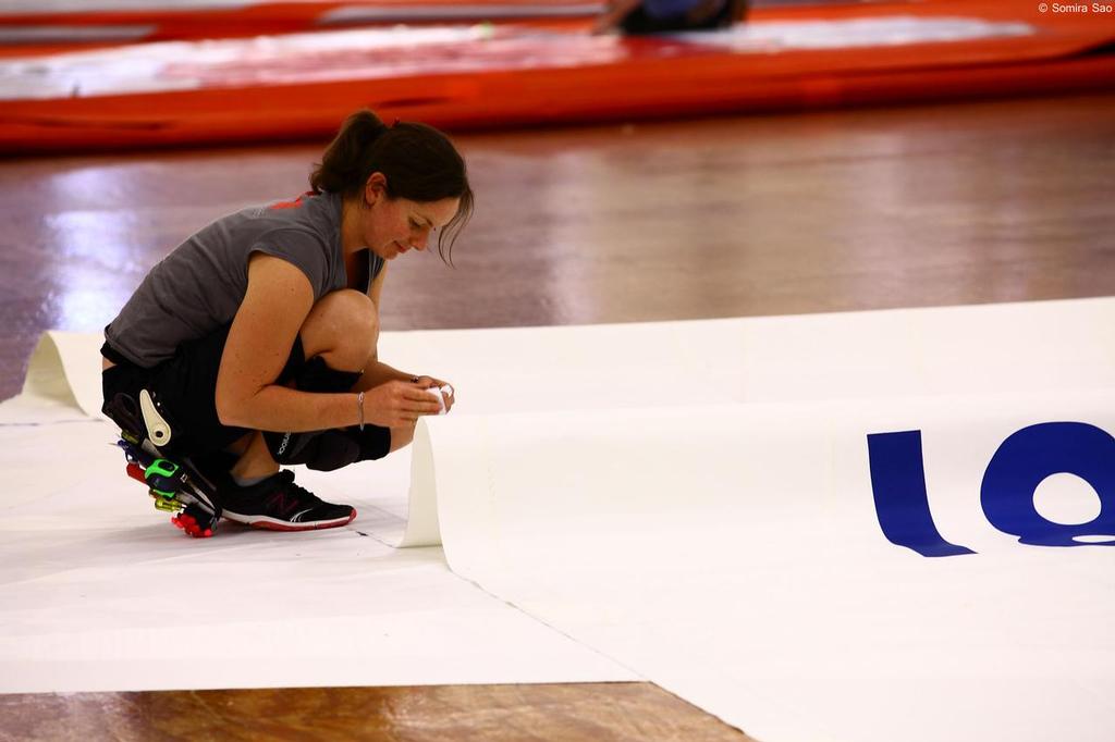 Despite advances in technology in sail technology, the basic sailmaking skills are still required on the loft floor - North Sails © North Sails http://www.northsails.com/